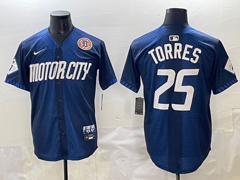Men 2025 Detroit Tigers #25 Torres Blue Nike MLB Jersey style 7155->detroit tigers->MLB Jersey